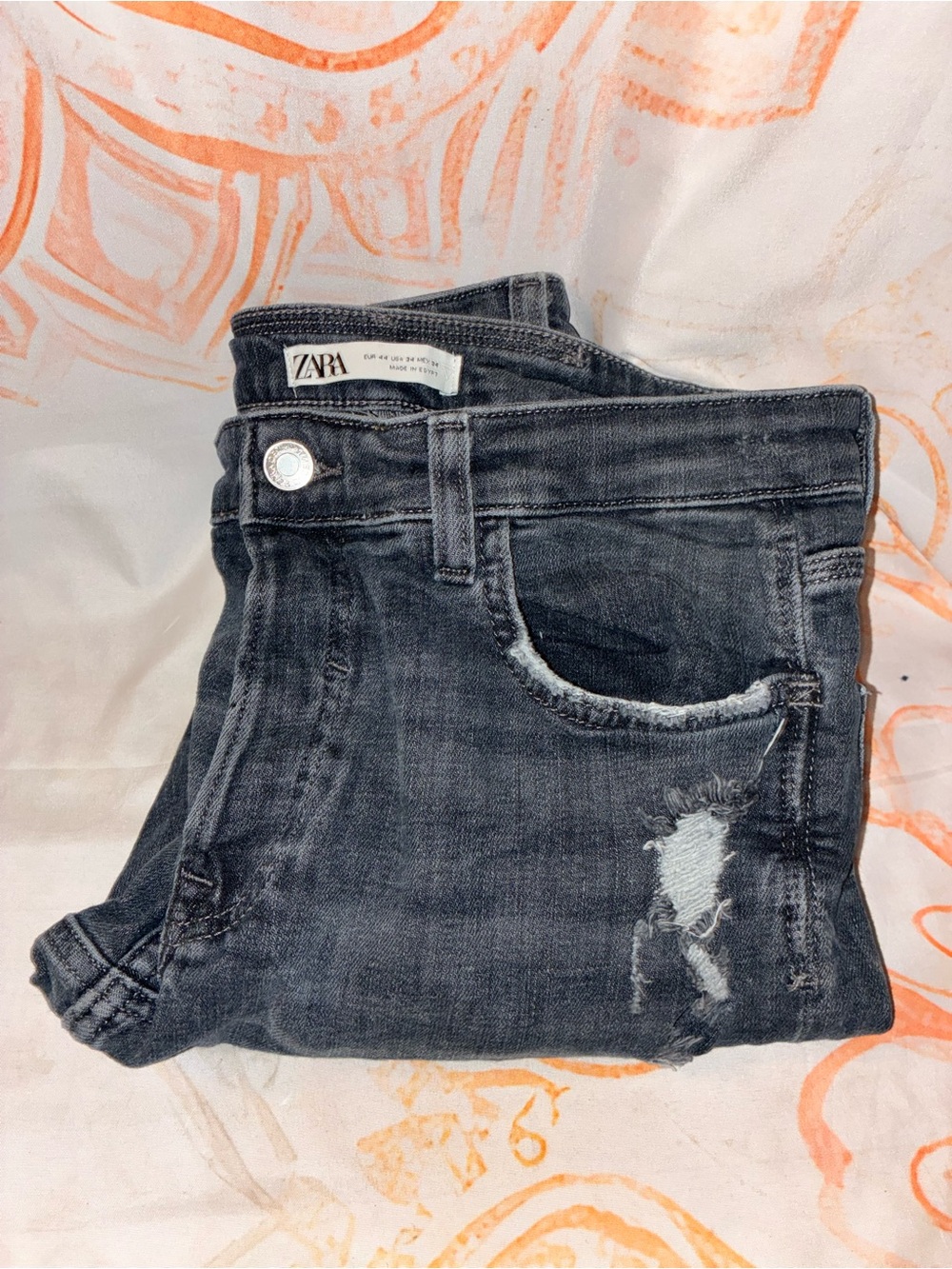 Zara Charcoal Black Distressed Skinny Jeans